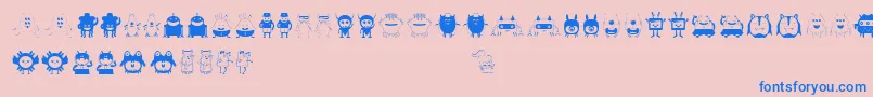 Funnytoys-Schriftart – Blaue Schriften auf rosa Hintergrund