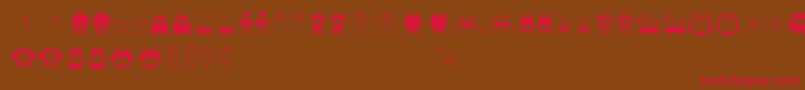Funnytoys-Schriftart – Rote Schriften auf braunem Hintergrund