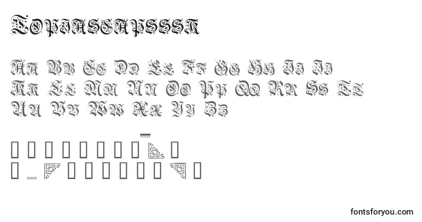Schriftart Topiascapsssk – Alphabet, Zahlen, spezielle Symbole