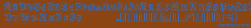 Topiascapsssk-Schriftart – Blaue Schriften auf braunem Hintergrund