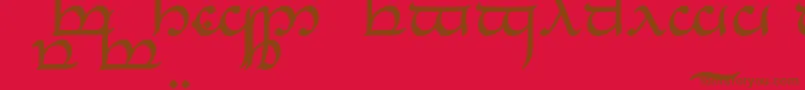 Saiba mais sobre a fonte TengwarEldanaroRegular Fonte TengwarEldanaroRegular – fontes marrons em um fundo vermelho