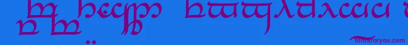 Fonte TengwarEldanaroRegular – fontes roxas em um fundo azul