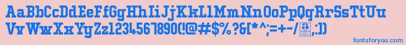 TypoCollegeLcDemo-Schriftart – Blaue Schriften auf rosa Hintergrund