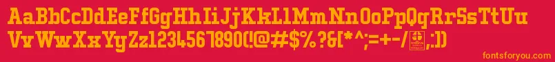 TypoCollegeLcDemo Font – Orange Fonts on Red Background