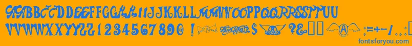 Aerosmith Font – Blue Fonts on Orange Background