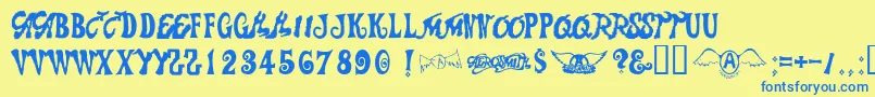 Aerosmith Font – Blue Fonts on Yellow Background
