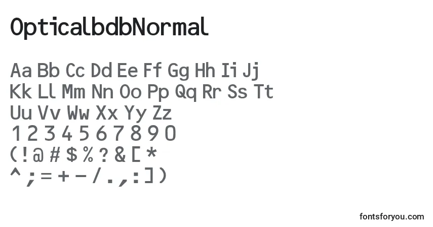 A fonte OpticalbdbNormal – alfabeto, números, caracteres especiais