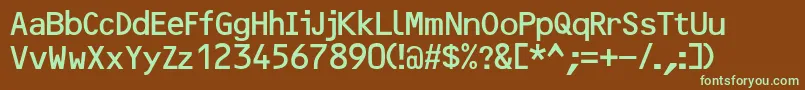 フォントOpticalbdbNormal – 緑色の文字が茶色の背景にあります。