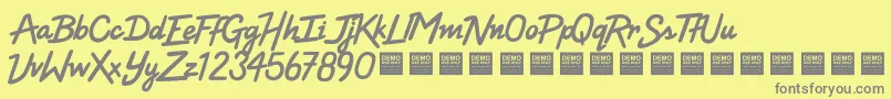 HighVoltageDemo-Schriftart – Graue Schriften auf gelbem Hintergrund