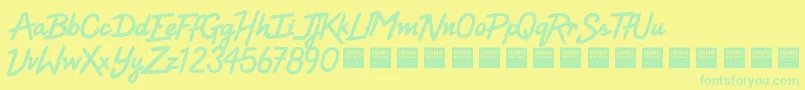 フォントHighVoltageDemo – 黄色い背景に緑の文字