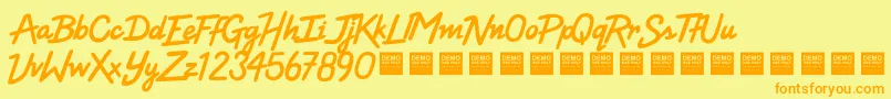 HighVoltageDemo-Schriftart – Orangefarbene Schriften auf gelbem Hintergrund