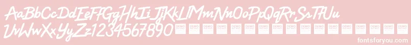 Fonte HighVoltageDemo – fontes brancas em um fundo rosa