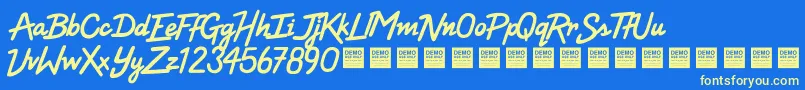 HighVoltageDemo Font – Yellow Fonts on Blue Background