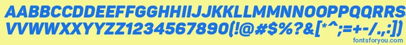 PantonBlackitaliccaps Font – Blue Fonts on Yellow Background