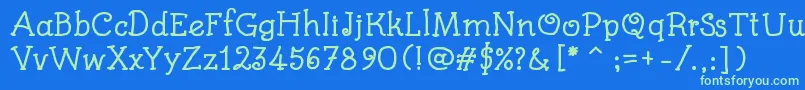 KidsBookBold Font – Green Fonts on Blue Background