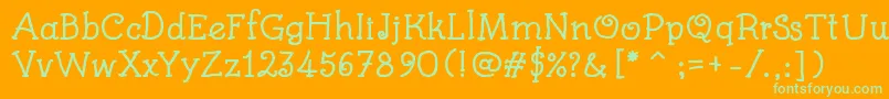 KidsBookBold-Schriftart – Grüne Schriften auf orangefarbenem Hintergrund