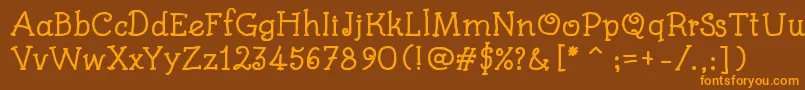 KidsBookBold Font – Orange Fonts on Brown Background