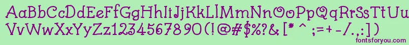 KidsBookBold Font – Purple Fonts on Green Background