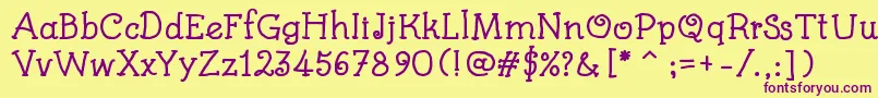 KidsBookBold Font – Purple Fonts on Yellow Background