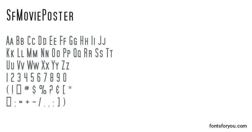 Schriftart SfMoviePoster – Alphabet, Zahlen, spezielle Symbole