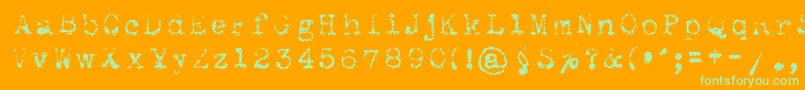 Maszynaroyallight-Schriftart – Grüne Schriften auf orangefarbenem Hintergrund