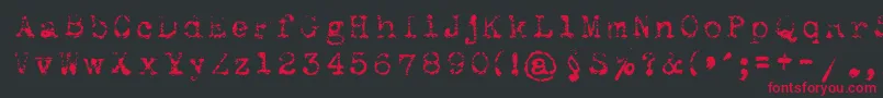 フォントMaszynaroyallight – 黒い背景に赤い文字