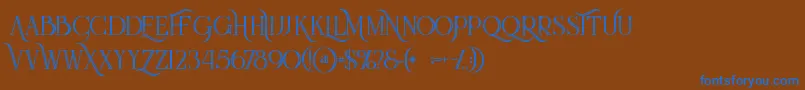 Queeninlinegrunge Font – Blue Fonts on Brown Background
