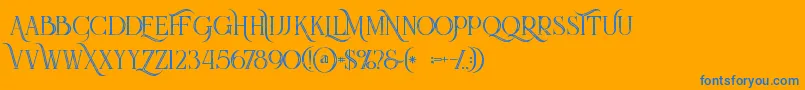 Queeninlinegrunge-fontti – siniset fontit oranssilla taustalla