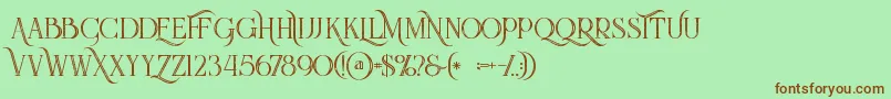 Queeninlinegrunge-Schriftart – Braune Schriften auf grünem Hintergrund