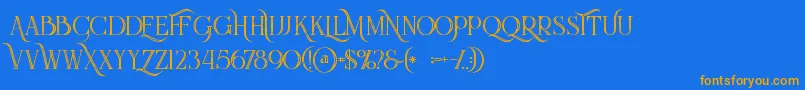 Queeninlinegrunge Font – Orange Fonts on Blue Background