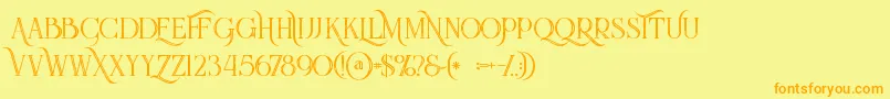 Queeninlinegrunge Font – Orange Fonts on Yellow Background