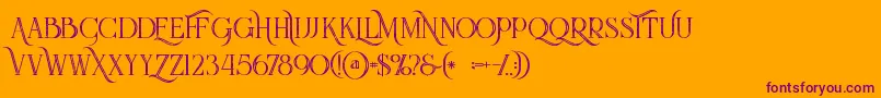 Queeninlinegrunge Font – Purple Fonts on Orange Background