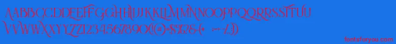 Queeninlinegrunge-Schriftart – Rote Schriften auf blauem Hintergrund