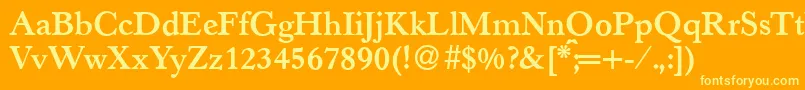 Fonte H790RomanBold – fontes amarelas em um fundo laranja
