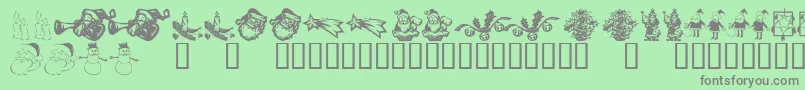 KrChristmasDings2004Six Font – Gray Fonts on Green Background
