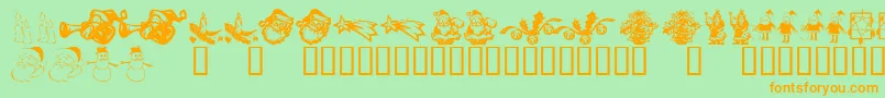 KrChristmasDings2004Six Font – Orange Fonts on Green Background