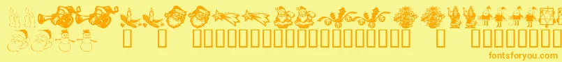 Fonte KrChristmasDings2004Six – fontes laranjas em um fundo amarelo