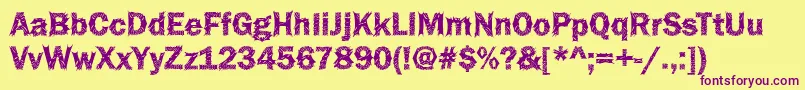 Funky36Bold-Schriftart – Violette Schriften auf gelbem Hintergrund