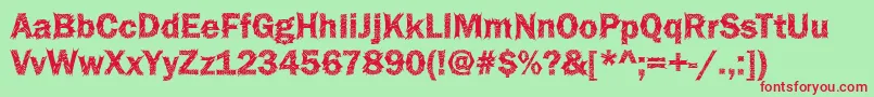 Funky36Bold Font – Red Fonts on Green Background