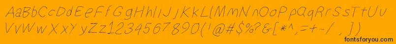 Suplexdriverhairlineobl-Schriftart – Schwarze Schriften auf orangefarbenem Hintergrund