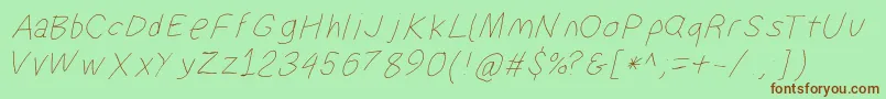 Suplexdriverhairlineobl Font – Brown Fonts on Green Background