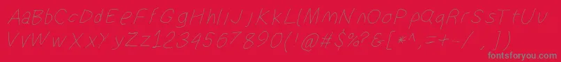 Suplexdriverhairlineobl Font – Gray Fonts on Red Background