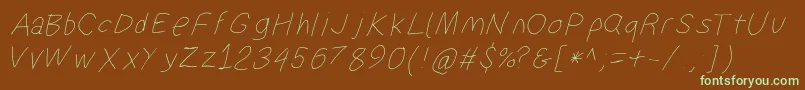 Suplexdriverhairlineobl Font – Green Fonts on Brown Background