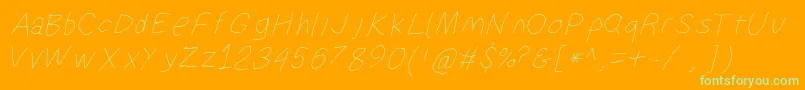 Suplexdriverhairlineobl-Schriftart – Grüne Schriften auf orangefarbenem Hintergrund