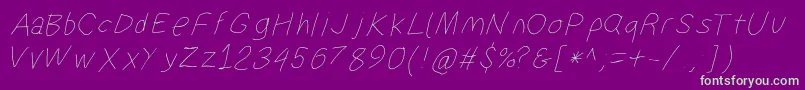 Suplexdriverhairlineobl Font – Green Fonts on Purple Background