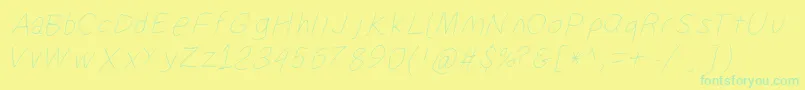 Czcionka Suplexdriverhairlineobl – zielone czcionki na żółtym tle
