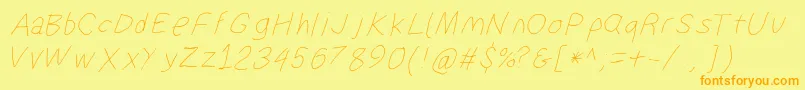 Suplexdriverhairlineobl Font – Orange Fonts on Yellow Background