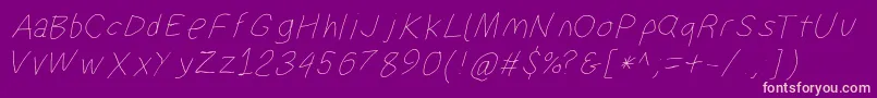 Suplexdriverhairlineobl Font – Pink Fonts on Purple Background