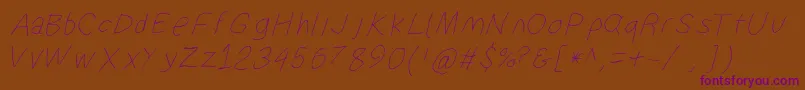 Suplexdriverhairlineobl Font – Purple Fonts on Brown Background