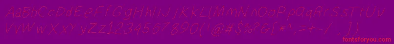 Suplexdriverhairlineobl-Schriftart – Rote Schriften auf violettem Hintergrund